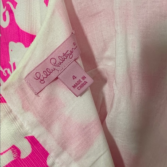 Lilly Pulitzer Women’s Elephant Sheath Dress Neon Pink/ White 4 - Picture 6 of 9